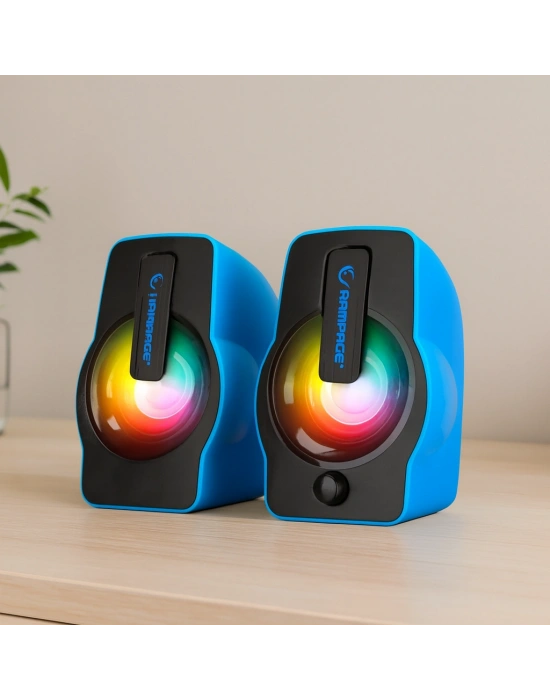 USB RGB Işıklı 1+1 6W Multimedya Hoparlör Seti