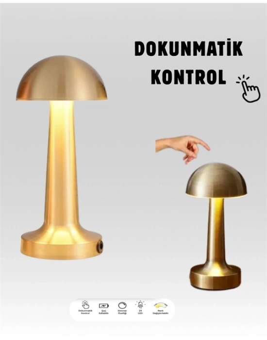 USB Şarjlı Dokunmatik LED Masa Lambası – 3 Renk Modu & Dimmer