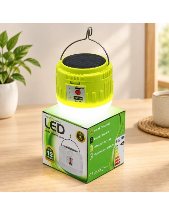 USB Şarjlı LED Solar Kamp Lambası