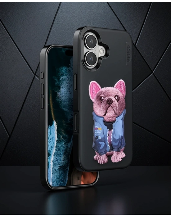 Venco Apple İphone 16 Cute Desenli Kapak - Siyah