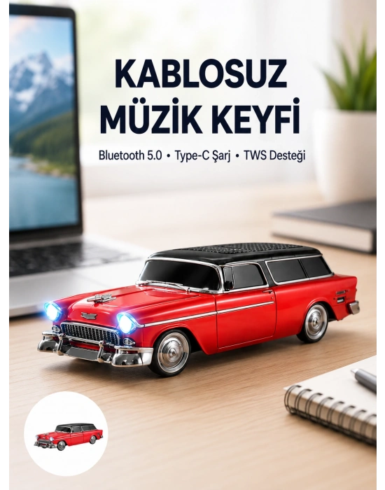 Vintage Tasarımlı LED Işıklı Bluetooth Hoparlör 10W