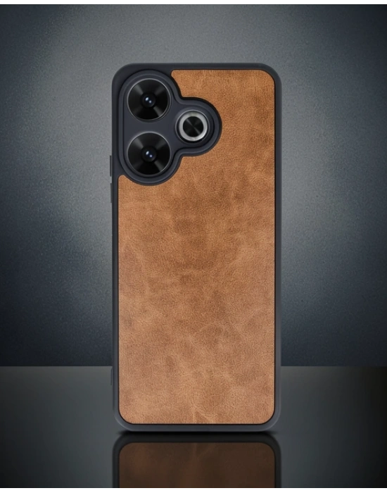 Xiaomi Redmi 13 4g Kılıf Aras Deri Kapak - Taba