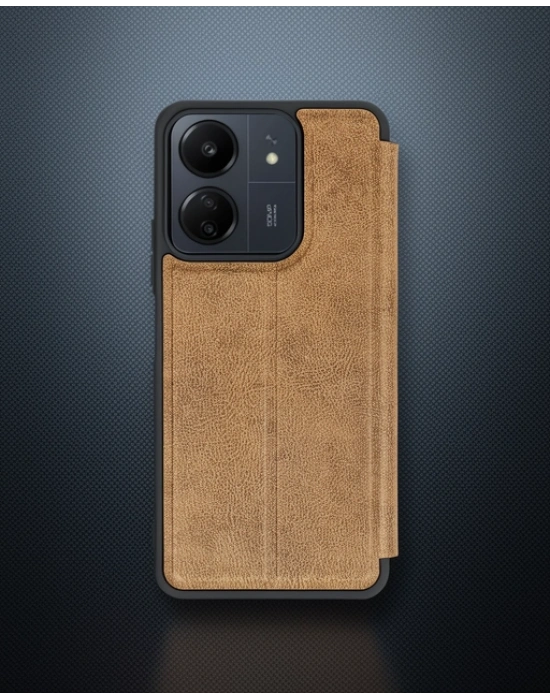 Xiaomi Redmi 13c Kılıf Flip Cover - Taba