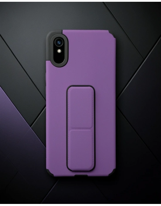 Xiaomi Redmi 9a Kılıf Mega Standlı Silikon - Mor