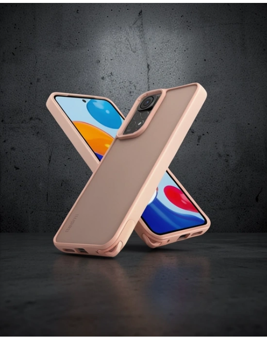 Xiaomi Redmi Note 11 Kılıf Elegant Kapak - Pudra