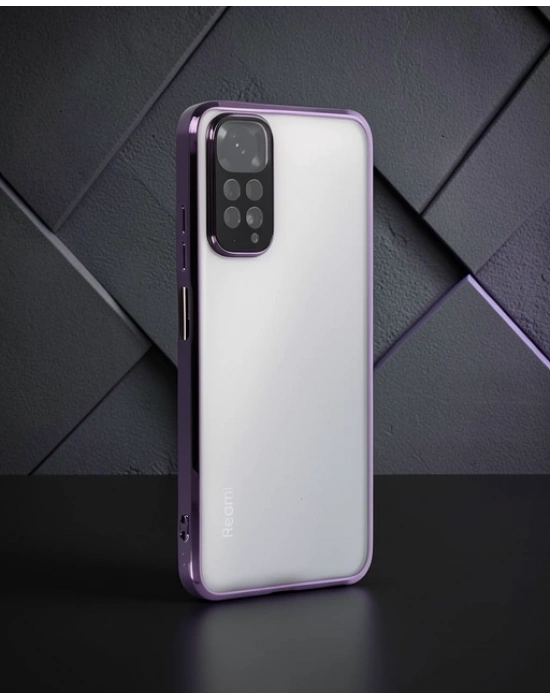 Xiaomi Redmi Note 11 Kılıf Razer Lensli Silikon - Mor