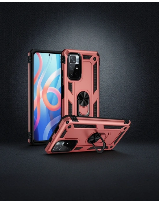 Xiaomi Redmi Note 11t Kılıf Sofya Yüzüklü Silikon Kapak - Rose