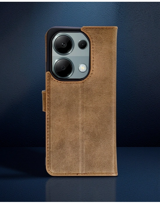 Xiaomi Redmi Note 13 Pro 4g Kılıf Trend S Plus Kapaklı Kılıf - Taba