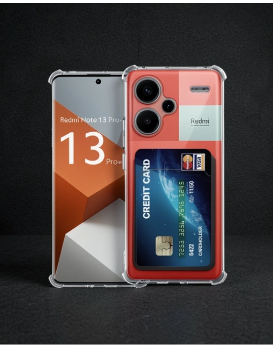 Xiaomi Redmi Note 13 Pro Plus Kılıf Kart Şeffaf Silikon - Şeffaf
