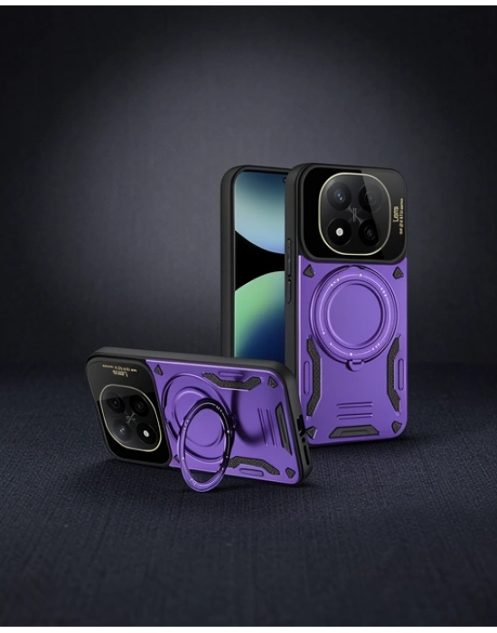 Xiaomi Redmi Note 14 Pro Plus Kılıf Joy Lens Standlı Kapak - Mor