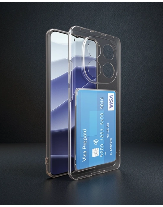 Xiaomi Redmi Note 14 Pro Plus Kılıf Kart Şeffaf Silikon - Şeffaf