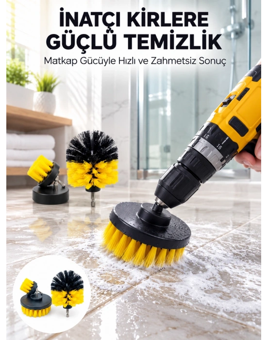 Yüksek Devirde Etkili Temizlik Sağlayan Matkap Ucu Fırça Seti