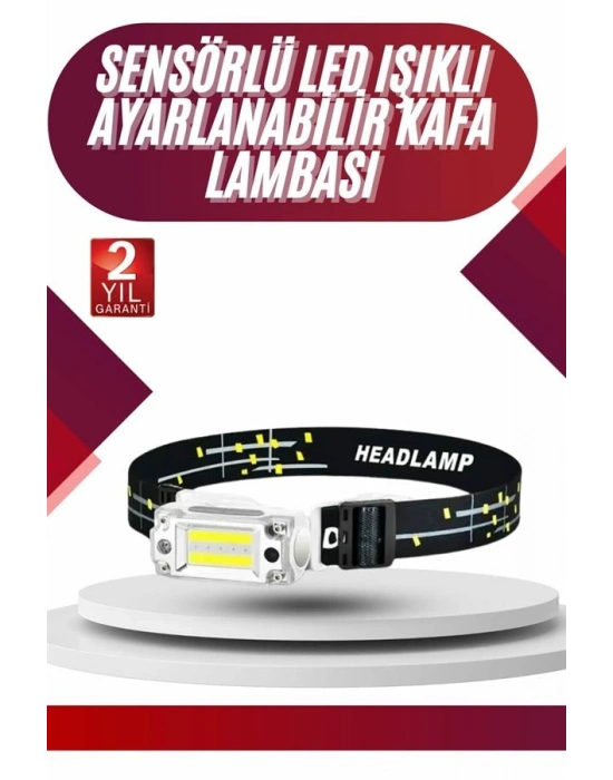 Yüksek Işıklı Şarjlı ve Sensörlü LED Kafa Lambası Kamp Lambası