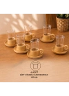 12 Parça Çay Seti - Bambu Bardak Altığı - Çift Cidarlı Cam - 150 ml