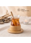 18 Parça Bambu Çay Seti - 6 Çay Bardağı - Borosilikat Cam