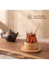 18 Parça Bambu Çay Seti - 6 Çay Bardağı - Borosilikat Cam