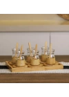 18 Parça Bambu Çay Seti - 6 Çay Bardağı - Borosilikat Cam