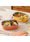 2 Bölmeli Yemek Kabı - 304 Paslanmaz Çelik - 900 ml