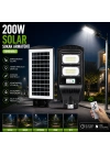200W 6500K Solar Sokak Lambası Sensörlü Kumandalı