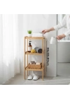 3 Katlı Çok Amaçlı Ahşap Bambu Raf Organizer 36x32x80 cm