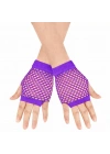 80’ler 90’lar Retro Mor File Parmaksız Kısa Eldiven 11 cm