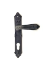 Antika Tarz Dekoratif Pirinç Çiçekli Banyo Kapı Kolu - 240x40 mm, Oksit