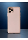 Apple İphone 11 Pro Kılıf Coco Deri Silikon Kapak - Pudra
