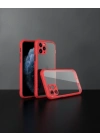 Apple İphone 11 Pro Kılıf Miami Şeffaf Silikon - Kırmızı