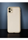 Apple İphone 12 Kılıf Coco Deri Silikon Kapak - Gold