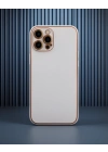 Apple İphone 12 Pro Kılıf Coco Deri Silikon Kapak - Pudra