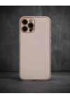 Apple İphone 12 Pro Max Kılıf Coco Deri Silikon Kapak - Pudra