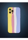 Apple İphone 12 Pro Max Kılıf Ebruli Lansman Silikon - Sarı-mavi