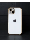 Apple İphone 14 Kılıf Razer Lensli Silikon - Gold