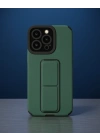 Apple İphone 14 Pro Kılıf Mega Standlı Silikon - Yeşil