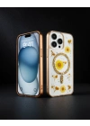 Apple İphone 14 Pro Max Kılıf Daisy Simli Magsafe Kapak - Gold
