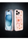 Apple İphone 14 Pro Max Kılıf Daisy Simli Magsafe Kapak - Pembe