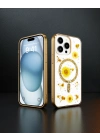 Apple İphone 15 Pro Kılıf Daisy Simli Magsafe Kapak - Gold