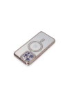 Apple iPhone 15 Pro Kılıf Joke Simli Magneticsafe Kılıf - Pembe