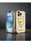 Apple İphone 15 Pro Max Kılıf Daisy Simli Magsafe Kapak - Gold