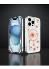 Apple İphone 15 Pro Max Kılıf Daisy Simli Magsafe Kapak - Pembe