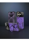 Apple İphone 16 Kılıf Joy Lens Standlı Kapak - Mor