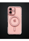 Apple İphone 16 Plus Kılıf Joke Simli Magneticsafe Kılıf - Pembe