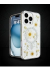 Apple İphone 16 Pro Kılıf Daisy Simli Magsafe Kapak - Gümüş