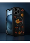 Apple İphone 16 Pro Max Kılıf Daisy Simli Magsafe Kapak - Siyah
