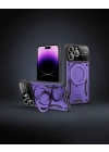 Apple İphone 16 Pro Max Kılıf Joy Lens Standlı Kapak - Mor