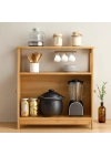 Çok Amaçlı Bambu Dolap 66x33x85 cm - Organizer Raflı