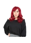 Dalgalı Perçemli Orta Boy Fiber Sentetik Peruk - Kızıl