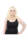 Dalgalı Perçemli Orta Boy Fiber Sentetik Peruk - Platin
