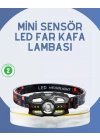 El Sensörlü LED Far Suya Dayanıklı Şarjlı Kafa Lambası