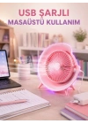 Gece Lambası Özellikli Şarjlı Mini Masaüstü Fan